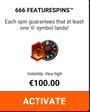 Play for 6 666 FeatureSpins mode with guaranteed 6 symbol appearing on every base game spin