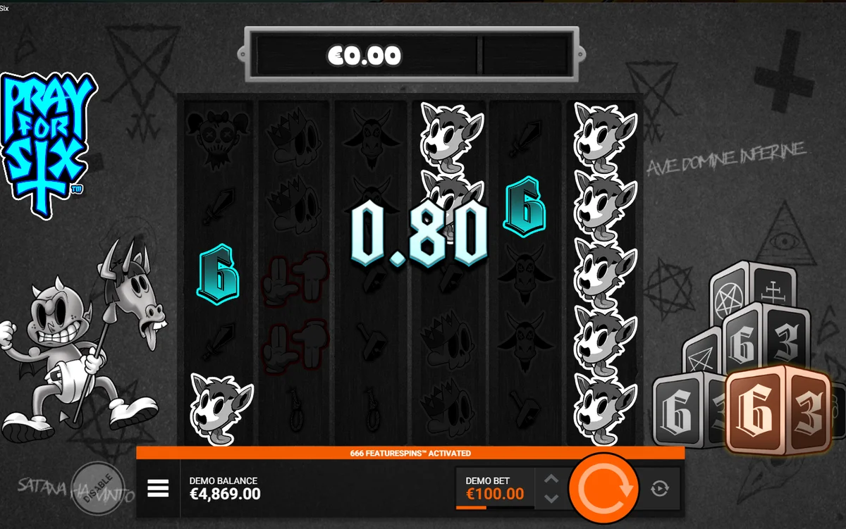 Play for 6 cascading wins mechanic showing symbols being removed and new symbols falling into place on the 6x5 grid